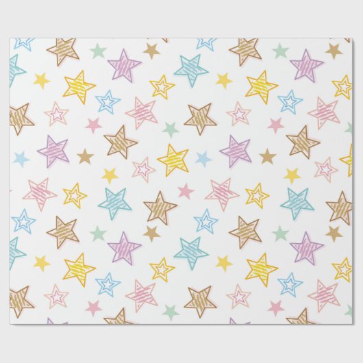Farbige Doodle Stars Wrapping Paper Geschenkpapier (Flach)