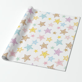 Farbige Doodle Stars Wrapping Paper Geschenkpapier
