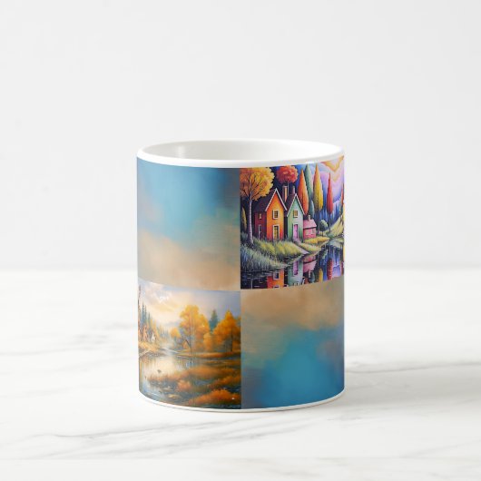 Farbige Dorf-Tasse Kaffeetasse (Mittel)