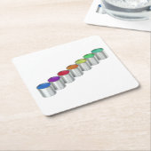 Farbige Dosen mit unterschiedlichen Farben Rechteckiger Pappuntersetzer (angewinkelt)