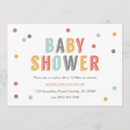 Farbige Dots Baby Dusche Einladung