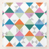 Farbige Dreiecke der 80er Jahre Glasuntersetzer (Vorderseite)