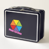 Farbige Dreiecke mit rosa Kreise Text Metall Brotdose (Vorderseite)