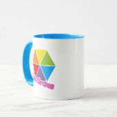 Farbige Dreiecke mit rosa Kreise Text Tasse (Vorderseite Links)