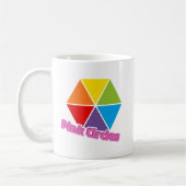 Farbige Dreiecke mit rosa Kreise Text Tasse (Links)