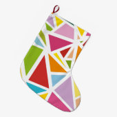 Farbige Dreiecke Muster 4 Großer Weihnachtsstrumpf (Vorderansicht (hängend))