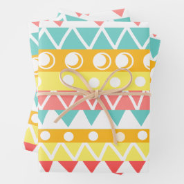 Farbige Dreiecke und Kreise Geschenkpapier Set