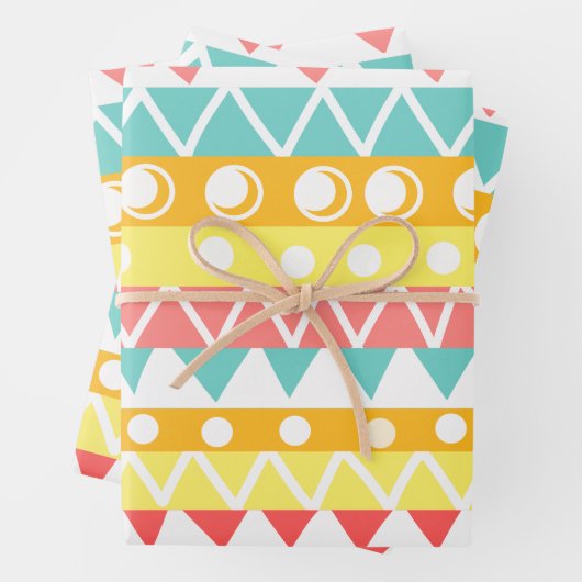 Farbige Dreiecke und Kreise Geschenkpapier Set (Beispiel)