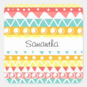 Farbige Dreiecke und Kreise Quadratischer Aufkleber (Vorderseite)