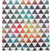 Farbige Dreiecke Weiße Sterne und Glitzern Duschvorhang (Vorderseite)