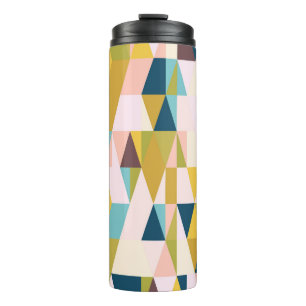 Farbige Dreieckskacheln, Vintager Hintergrund. Thermosbecher