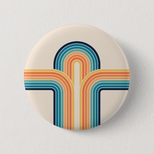 Farbige dreifache Retro Bögen Button (Vorderseite)