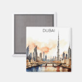 Farbige Dubai VAE Aquarell Magnet (Vorderseite/Rückseite)