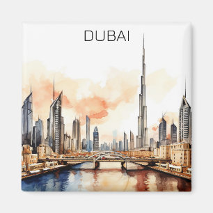 Farbige Dubai VAE Aquarell  Magnet