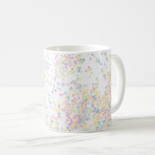 Farbige echte Konfetti-Sterne Kaffeetasse (VorderseiteRechts)