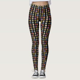 Farbige Edelsteine auf schwarzen Multiprint-Leggin Leggings