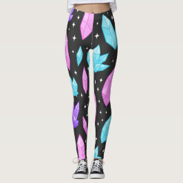 Farbige Edelsteine im kosmischen Raum Leggings
