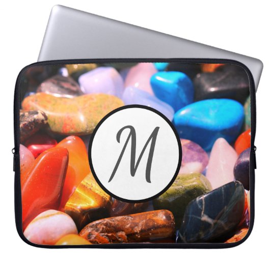 Farbige Edelsteine Monogram Laptop-Sieb Laptopschutzhülle (Vorderseite)