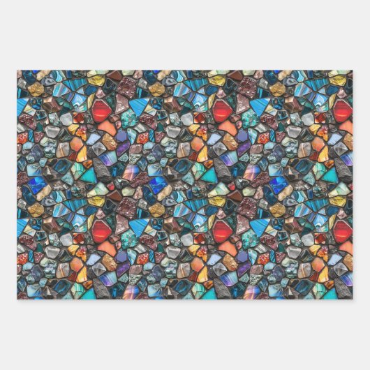 Farbige Edelsteine und mineralisches Intricate Mus Geschenkpapier Set (Vorderseite 3)