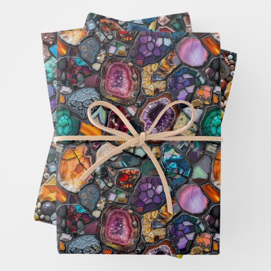 Farbige Edelsteine und mineralisches Intricate Mus Geschenkpapier Set (Beispiel)