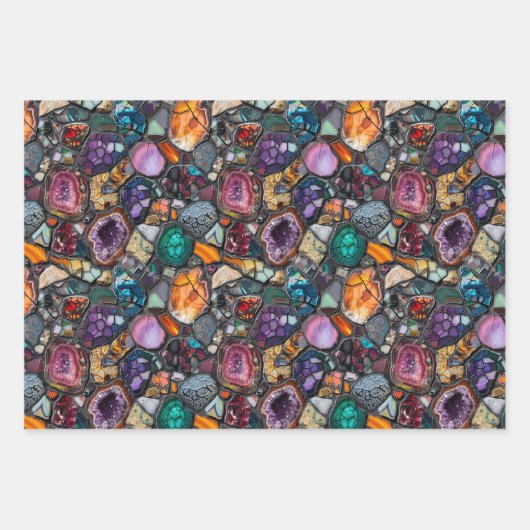 Farbige Edelsteine und mineralisches Intricate Mus Geschenkpapier Set (Vorderseite)