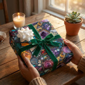 Farbige Edelsteine und mineralisches Intricate Mus Geschenkpapier Set