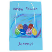 Farbige Eier, Frohe Ostern, personalisierter Gesch Mittlere Geschenktüte (Vorderseite)