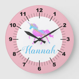 Farbige Einhorn Große Wanduhr