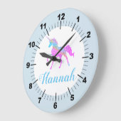 Farbige Einhorn Große Wanduhr (Winkel)