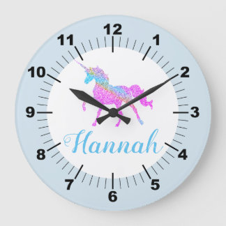 Farbige Einhorn Große Wanduhr