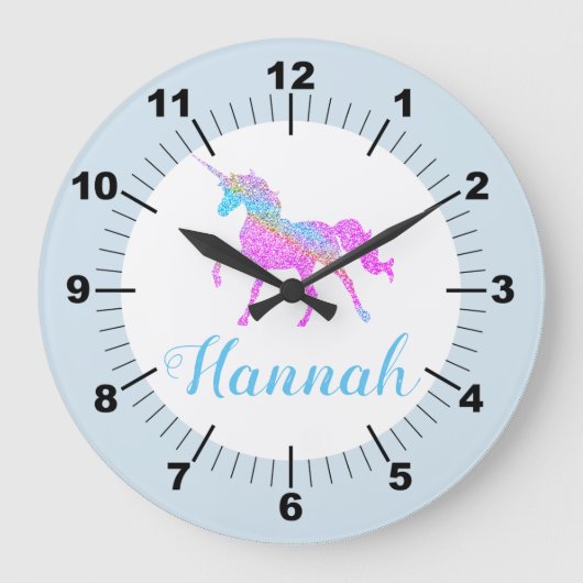 Farbige Einhorn Große Wanduhr (Vorderseite)