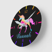 Farbige Einhorn Runde Wanduhr (Winkel)