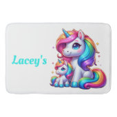 Farbige Einhörner, Mit Monogramm | Badematte (Vorderseite)