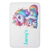 Farbige Einhörner, Mit Monogramm | Badematte (Vorderseite Vertikal)