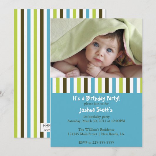 Farbige Einladung zum Geburtstag (Vorne/Hinten)