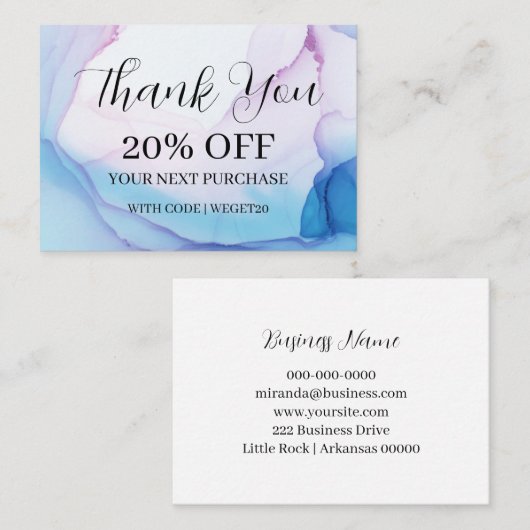 Farbige, einzigartige Blue Pink Tinte Rabatt Visitenkarte (Vorne/Hinten)