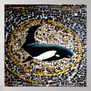 Farbige, einzigartige Orca Sea Imitate Mosaikposte Poster