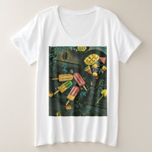 Farbige Eis-Kegel-Popsität Große Größe T-Shirt
