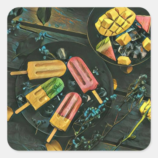 Farbige Eis-Kegel-Popsität Quadratischer Aufkleber (Vorderseite)