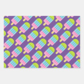 Farbige Eis-Popsikel, die Papierblätter umhüllen Geschenkpapier Set (Vorderseite 3)