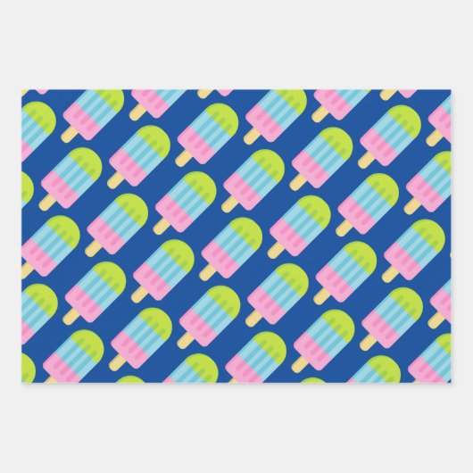 Farbige Eis-Popsikel, die Papierblätter umhüllen Geschenkpapier Set (Vorderseite 2)