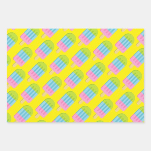 Farbige Eis-Popsikel, die Papierblätter umhüllen Geschenkpapier Set (Vorderseite)