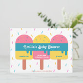 Farbige Eis-Popsiv-Babydusche Einladung (Stehend Vorderseite)