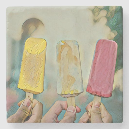 Farbige Eis-Populationen Steinuntersetzer (Vorderseite)