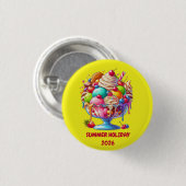 Farbige Eisbecher-Sundae – Süße Dessert-Illustrati Button (Vorne & Hinten)