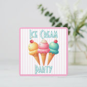 Farbige Eiscreme Einladung (Stehend Vorderseite)