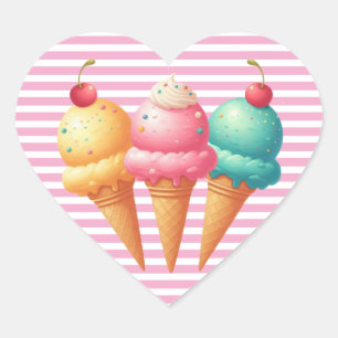 Farbige Eiscreme Herz-Aufkleber