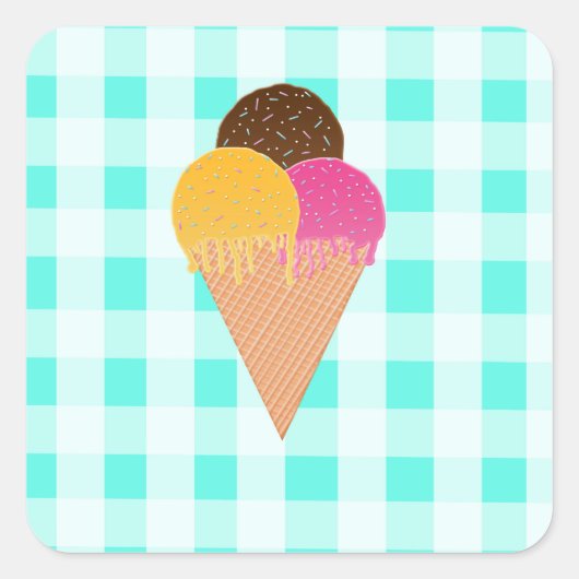 Farbige Eiscreme-Illustration Quadratischer Aufkleber (Vorderseite)