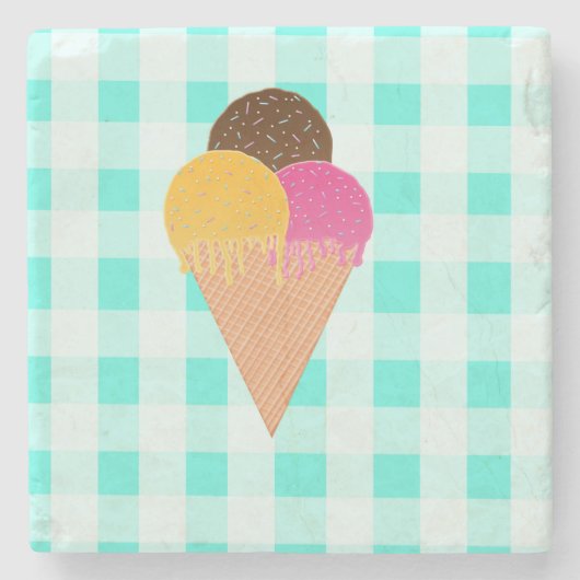 Farbige Eiscreme-Illustration Steinuntersetzer (Vorderseite)