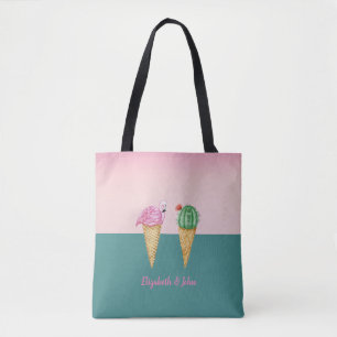 Farbige Eiscreme-Kegel Kaktus Rosa Flamingos Tasche